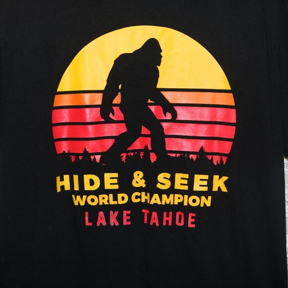 Novelty Bigfoot shirt men's large hide & seek Lake Tahoe - Picture 2 of 5